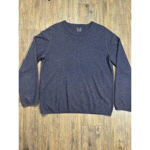SCP Mens Navy Blue Cashmere Crew Neck Long Sleeve Pullover Sweater Top Size L